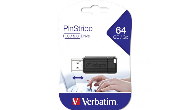 Verbatim mälupulk Store n Go 64GB USB 2.0 triibuline 49065, must