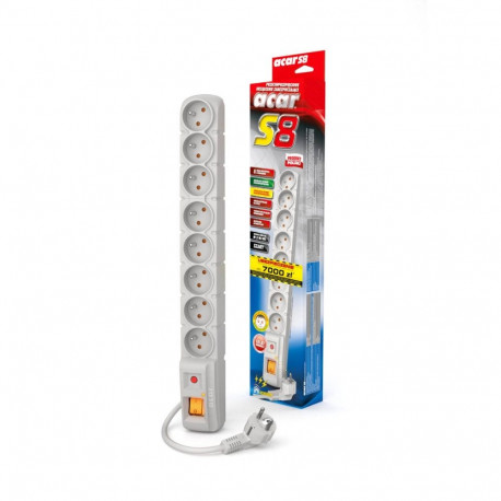 Acar S8 3m Power Strip, 8 outlets, surge protection