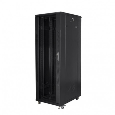 RACK CABINET 19" FREE-STANDING 47U/800X800 (FLAT PACK) WITH GLASS DOOR BLACK LANBERG