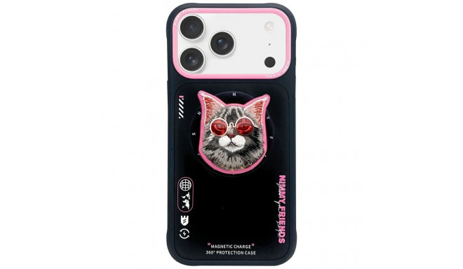 NIMMY case GLASSES COOL CAT compatible with MagSafe for IPHONE 17 Pro black pink