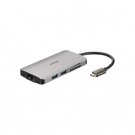D-Link DUB-M810 8 - In - 1 USB - C Hub, docking station (grey, HDMI, USB-C PD, RJ-45)