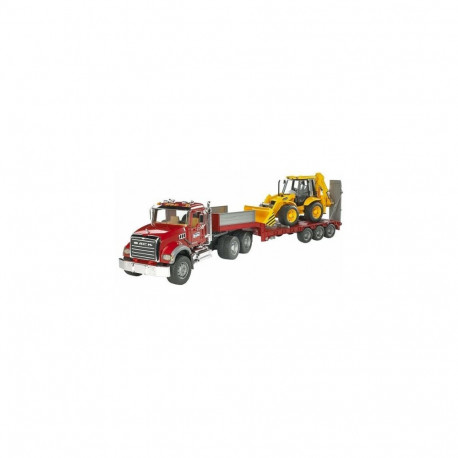 02813 MACK Granite Tieflader und JCB 4CX Baggerlader (rot)