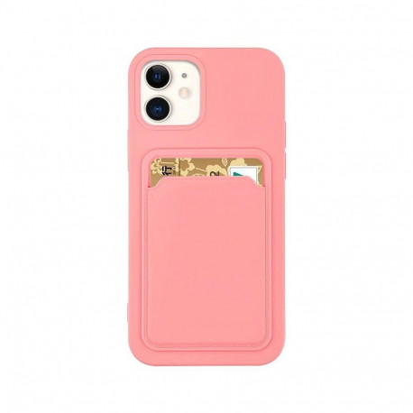 Card Case Silicone Wallet Wallet with Card Slot Documents for Samsung Galaxy A42 5G pink