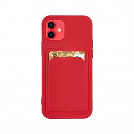 Card Case Silicone Wallet Wallet With Card Slot Documents For Samsung Galaxy A42 5G Red