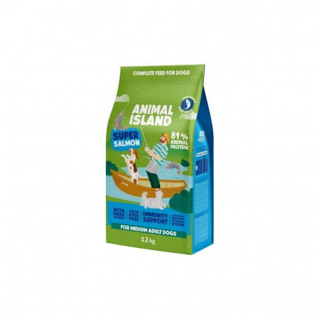 ANIMAL ISLAND täiskasvanute keskmine lõhe kuiv koeratoit 12kg