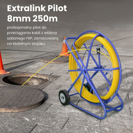 Extralink Pilot 8mm 250m | Pilot do przeciągania kabli | włókno szklane FRP, śr. 8mm, dł. 250m, żółt