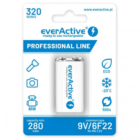 laetavad akud everActive Ni-MH 6F22 9V 320 mAh Professional Line