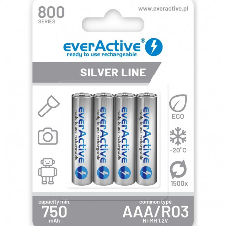Rechargeable batteries everActive Ni-MH R03 AAA 800 mAh Silver Line