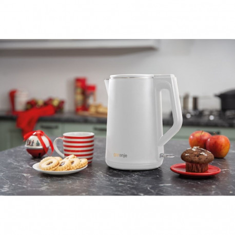 Gorenje | Kettle | K15DWW | Electric | 2200 W | 1.5 L | Plastic/Metal | 360° rotational base | White