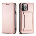 Hurtel Magnet Card Case for iPhone 13 Pro Pouch Card Wallet Card Holder Pink