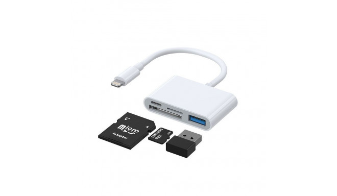 Joyroom Joyroom S-H142 Lightning OTG HUB - USB-A 3.2 / Lightning / SD, TF card reader - white