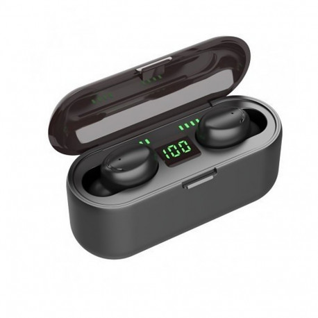 WoW F9 Sport & Leisure Super-Fit TWS Bluetooth 5.1 Stereo Earphones with HD Mic LED charging case Bl