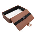Tissue box with strap brown