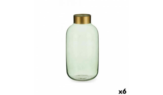 Vase Gift Decor V1530IP-G V1530IP-G Green Golden Glass 14,5 x 29,5 x 14,5 cm (6 Units)