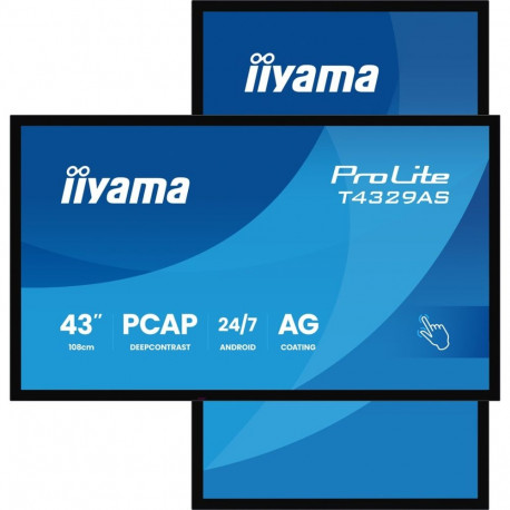 iiyama arvutimonitor T4329AS-B1AG 108cm (42.5") 3840 x 2160 pikslit 4K Ultra HD LED-puuteekraan, mus