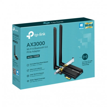 Dual Band | TP-LINK | Archer Wi-Fi 6 Bluetooth 5.0 PCIe Adapter | TX50E | 2.4GHz/5GHz | Antenna type