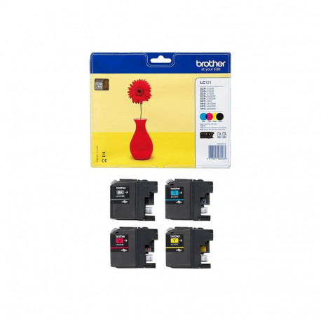 BROTHER LC-121 ink cartridge black and tri-colour 1-pack blister without alarm