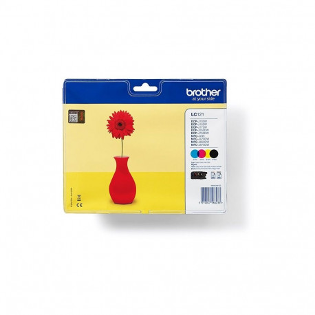 BROTHER LC-121 ink cartridge black and tri-colour 1-pack blister without alarm