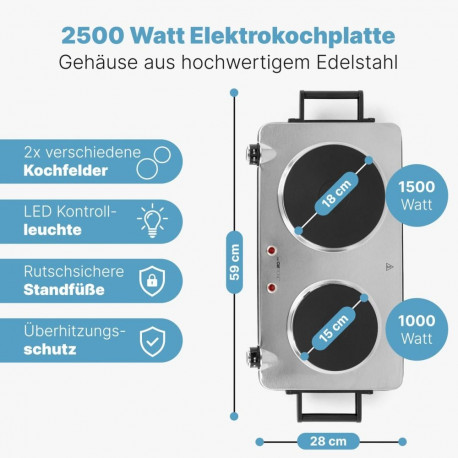Double hotplate Clatronic, stainless steel