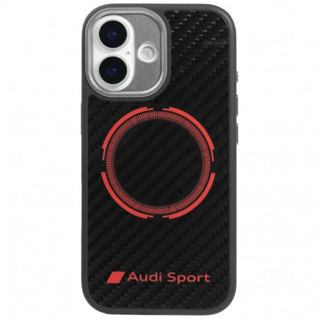 Audi RSQ Carbon Fiber Sport Red Circle MagSafe Case for iPhone 17 - Black
