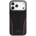 Audi R8 Genuine Leather MagSafe Case for iPhone 17 Pro Max - Black and Red