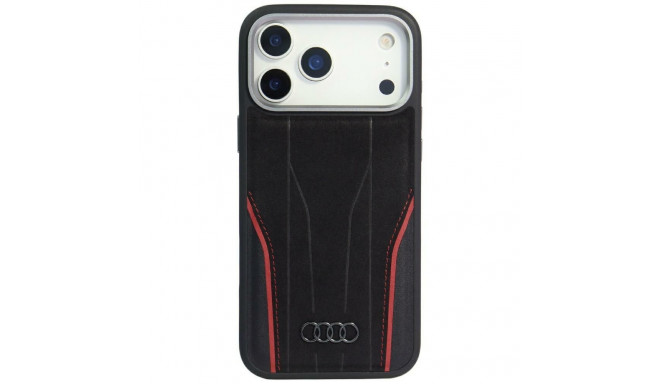 Audi R8 Genuine Leather MagSafe Case for iPhone 17 Pro Max - Black and Red