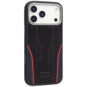Audi R8 Genuine Leather MagSafe Case for iPhone 17 Pro Max - Black and Red