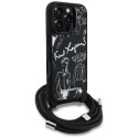 Karl Lagerfeld Crossbody Grained Pattern & Logo Case for iPhone 16 Pro - Black
