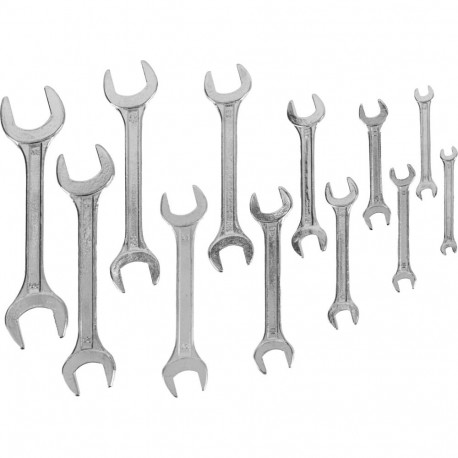 Klucz płaski, kpl. 12 szt., 6-32mm, klips