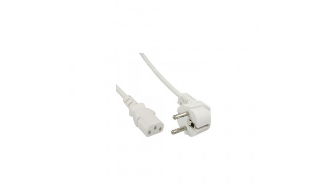 InLine power cable, CEE 7/7 angled / 3pin IEC C13 male, white, 1.8m