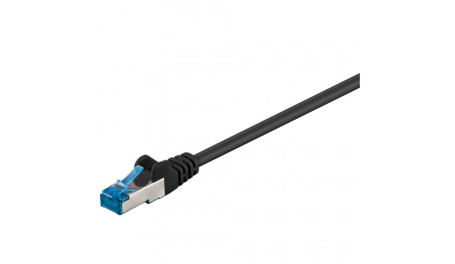 Cat6a Network cable, LS0H S/FTP 2x shielded: PIMF + braid shield 2xRJ45 plug black 2m