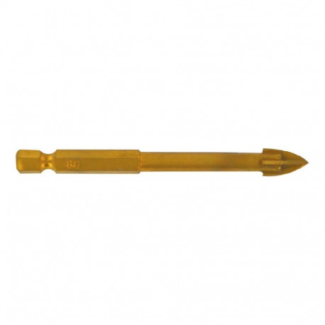 Glass drill bit with 4 cutting edges, 1/4" HEX shank, Ø5mm