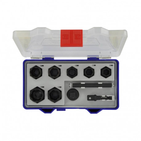 Tivoly Impact Extraction Socket Set – 10-Piece, 3/8″ Drive, Ø10–19 mm, CrMo Steel, Black Phosphate, 