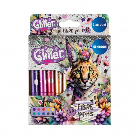 Fibre pens 10col. Jumbo GLITTER