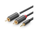 UGREEN AV102 2x RCA kaabel (Cinch) 3,5 mm 1,5m (must)