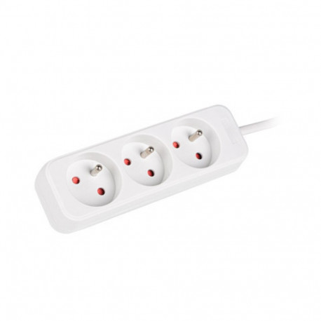 POWER STRIP LANBERG 3M 3X FRENCH OUTLETS QUALITY-GRADE COPPER CABLE WHITE
