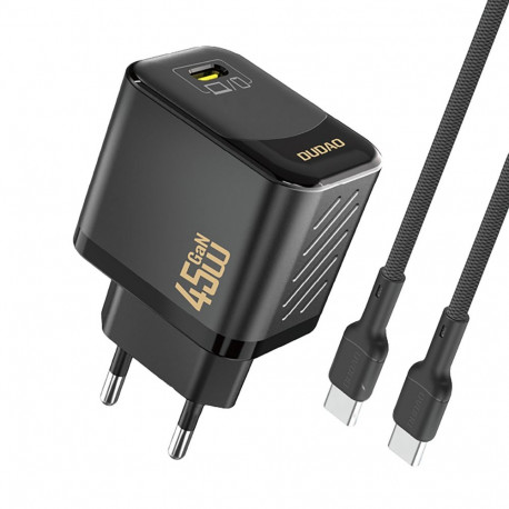 Dudao A28C 45W GaN Wall Charger + USB-C Cable - Black