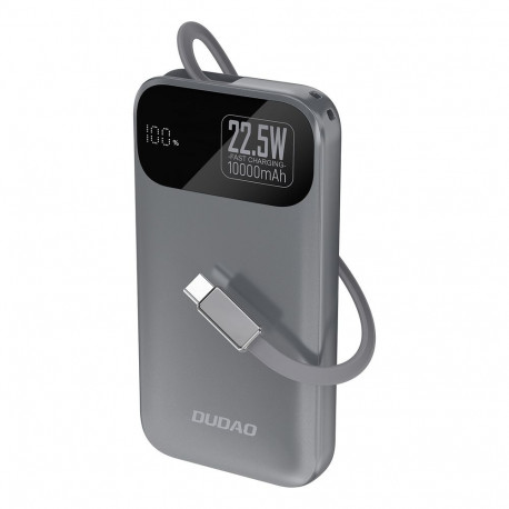 Dudao K31 10000 mAh 22.5W PD Powerbank with Built-in Cable - Gray