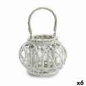 Candleholder White wicker Glass 30 x 19 x 25,5 cm (6 Units) Candleholder White wicker Glass 30 x 19 x 25,5 cm (6 Units)