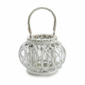 Candleholder White wicker Glass 30 x 19 x 25,5 cm (6 Units) Candleholder White wicker Glass 30 x 19 x 25,5 cm (6 Units)