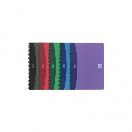 Kaustik A4 ruut5x5 90lehte spiraalköide plastkaas Oxford Urban assortii