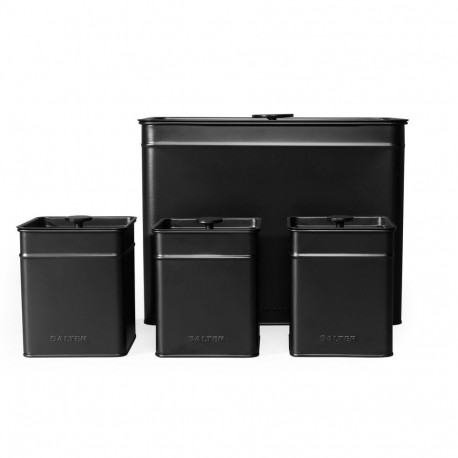 Salter BW126141EU7 Kuro 4-Piece Bread Bin & Canister Set