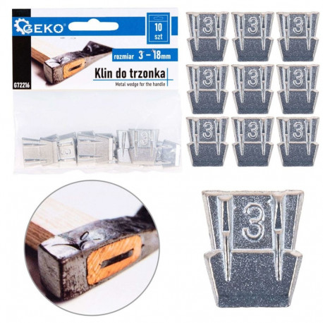 Ķīlis roktura stiprināšanai, 3 mm, 10 gab., G72216, GEKO