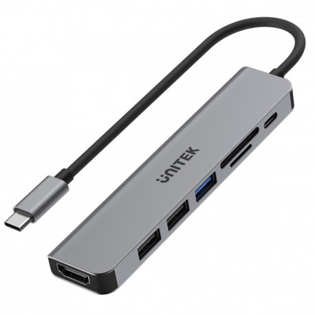 HUB USB-C 7in1 Aluminium PD 100W ; 5 Gbps