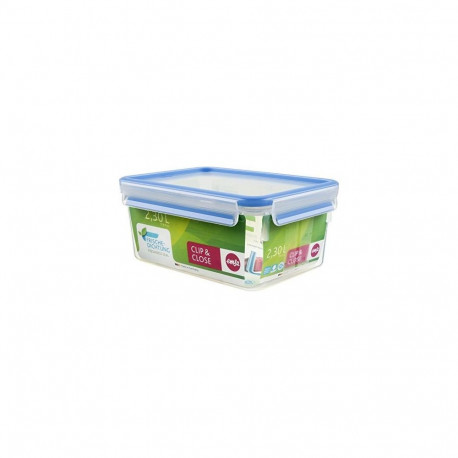 CLIP & CLOSE Frischhaltedose (transparent/blau, 2,3Liter, Großformat)