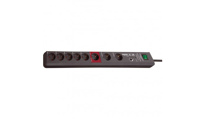 Secure-Tec Steckdosenleiste 8-fach (anthrazit, 3 Meter, 19.500A Überspannungsschutz, 1 Main- und 5 F