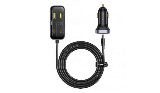 Baseus BackseatPal L1 110W Car Charger 3 x USB-A + 3 x USB-C with 1.5m Extension Cable - Black