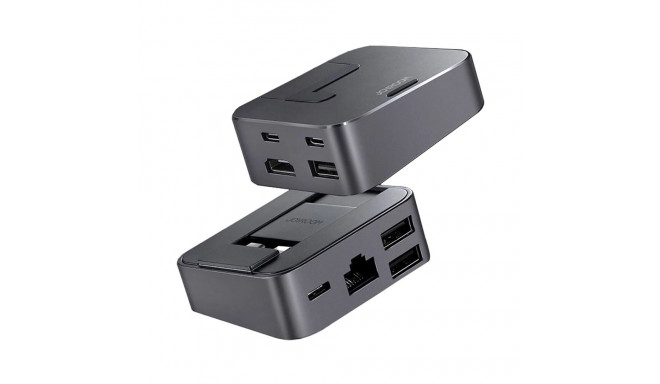 Hub Joyroom S-H121 USB-C stand - USB-A 3.0 / RJ45 / HDMI / USB-C / Thunderbolt for MacBook Pro - gra