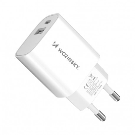 Wozinsky WGWCW USB-A USB-C 20W Wall Charger - White