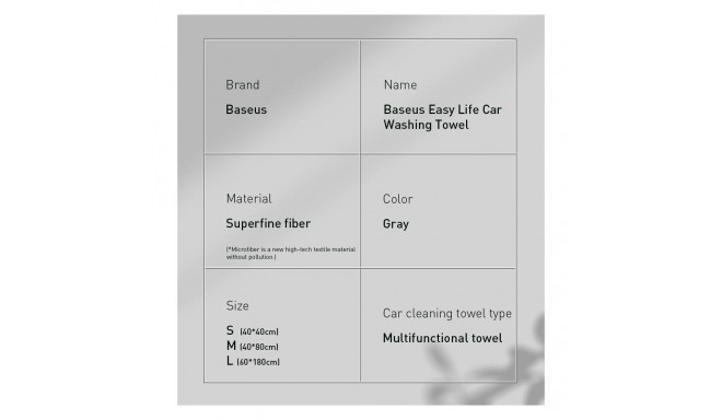 Baseus kuivatuslapp Microfiber 40x80cm, hall (CRXCMJ-A0G)